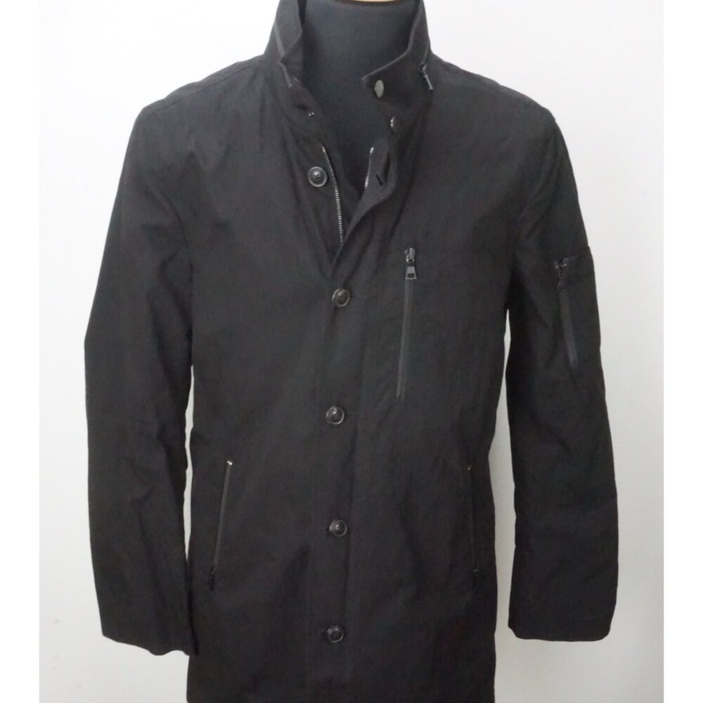 John Varvatos Black Fishtail Zip Hood Cotton Blend Jacket Sz 40 Brand New $1000